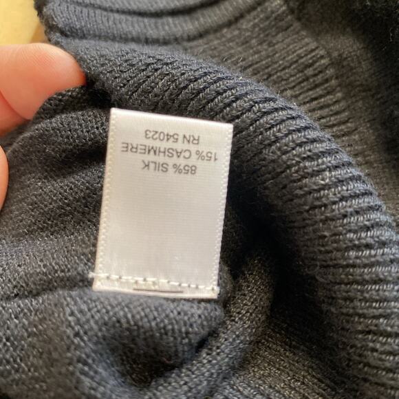 Banana Republic M Silk Cashmere Full Zip Sweater Black Lightweight Knit MENS - Picture 8 of 10